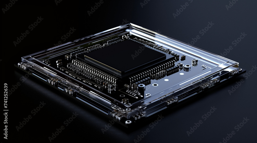 Poster processor chip for ai data processing, cyber security management or secure connection concept, compu