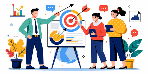Business Target: Strategic Direction and Brainstorming - Business Vector Illustration