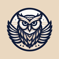  flat vector logo of a owl , flat logo of a owl