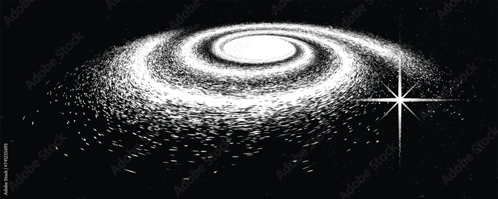 Wall mural supernova explosion in spiral galaxy . noise texture .vector illustration
