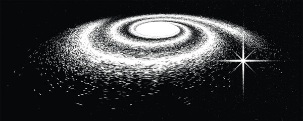 Supernova explosion in spiral galaxy . Noise texture .Vector illustration - obrazy, fototapety, plakaty