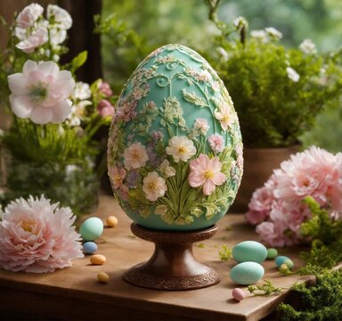 Luxurious Floral Faberge Egg. Easter Egg. Generative Ai. Ai