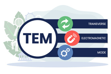 TEM - Transverse Electromagnetic Mode acronym. business concept background. vector illustration concept with keywords and icons. lettering illustration with icons for web banner, flyer