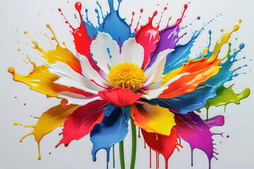 abstract background of a colorful flower using splashes of oil paint