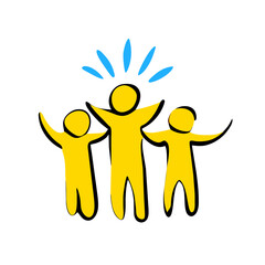 Crowd Doodle: Cheerful People at Concert or Party - Isolated Vector Illustration