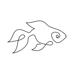 Fish single line art.Continuous line draw design vector graphic illustration.