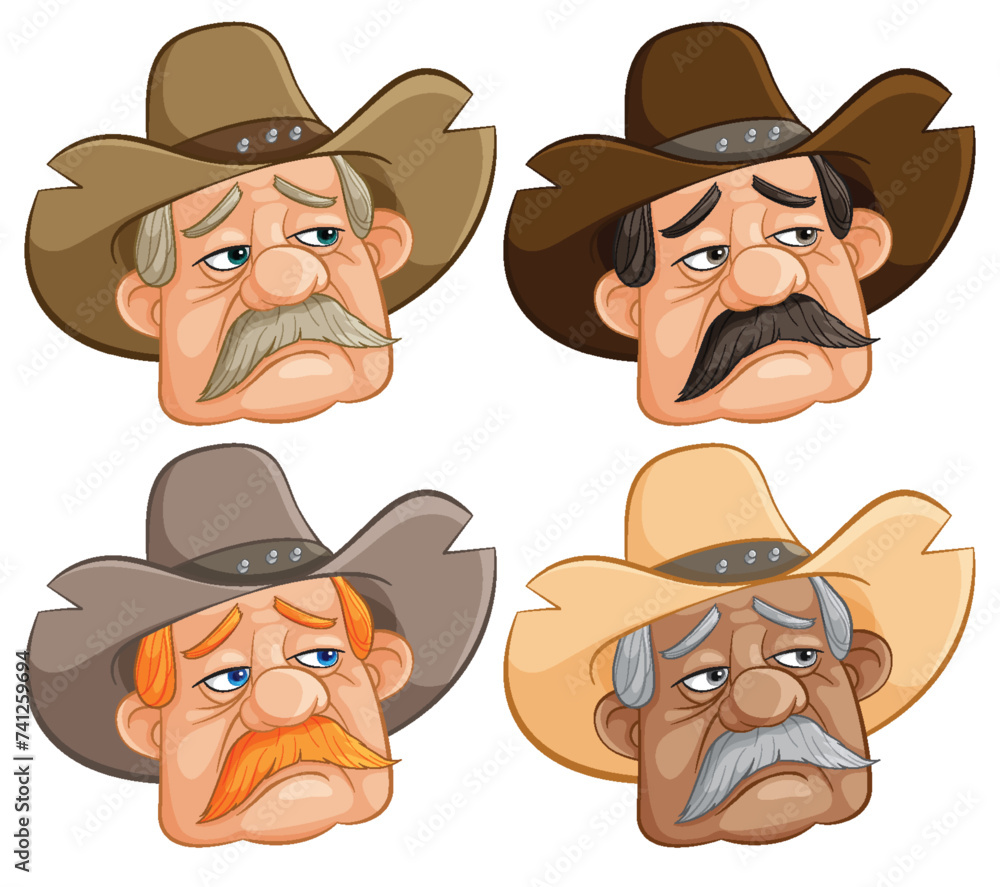 Canvas Prints four moods of a stylized cowboy character