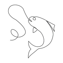 Fish single line art.Continuous line draw design vector graphic illustration.