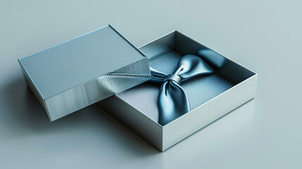 An opened silver gift box