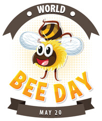 Cartoon bee with a hat for World Bee Day event