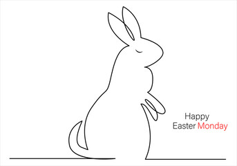 Continuous one line drawing of easter monday out line vector art illustration  