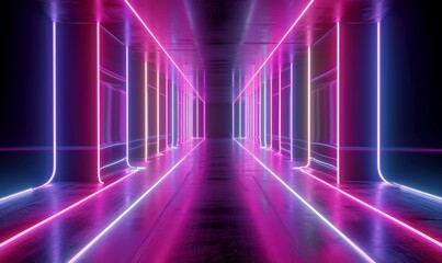 3d render, abstract background, bright neon lines glowing in the dark, digital futuristic wallpaper, Generative AI