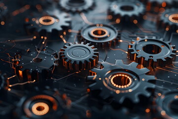 Closeup of cogwheels in a factory