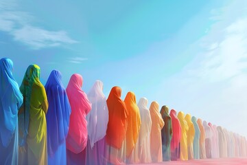 Eid al Fitr themed digital illustration celebrating unity in diversity. - obrazy, fototapety, plakaty