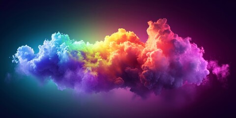 3d render, abstract background of fantasy neon cloud. Colorful smoke, Generative AI - obrazy, fototapety, plakaty
