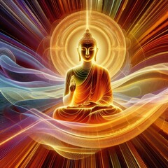 Golden Buddha Siddhartha with Generative AI.