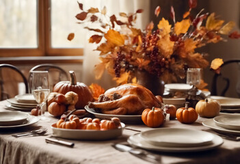 Festa del Ringraziamento- Tavola Imbandita, Calore Familiare e Atmosfera di Gratitudine