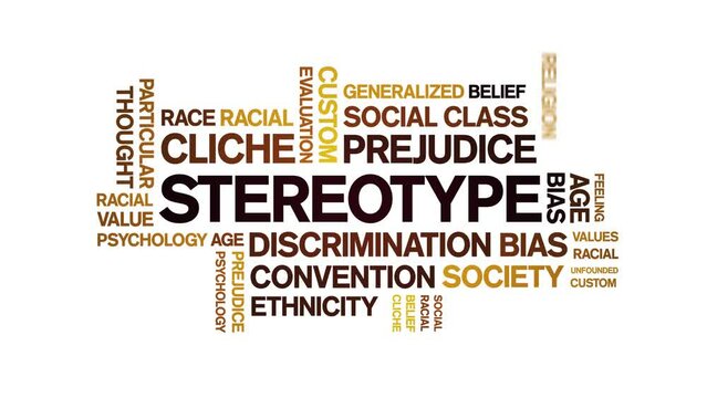 Stereotype animated tag word cloud;text design animation kinetic typography seamless loop.
