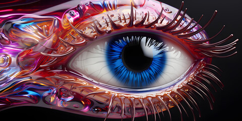 Colorful Eye. Fiction Multicolored Eyeball
