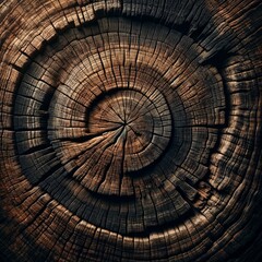 Close-up of Ancient Tree Rings and Wood Texture. Detailing Time's Passage and Nature's Endurance. Old and rustic wood or tree facture.