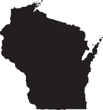 recommend clip art: Wisconsin black map on white background vector