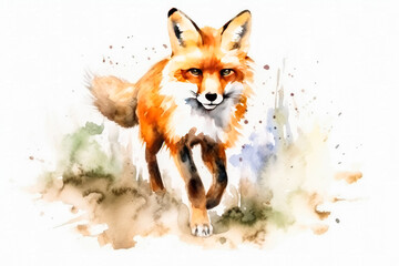 Obraz premium Vibrant and charming watercolor rendition of a fox