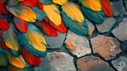 Obraz premium bird feathers background pattern, banner, wings background picture, seamless background