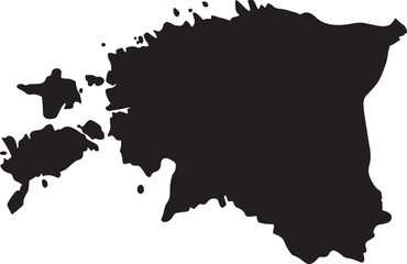 black silhouette country borders map of Estonia on white background of vector illustration