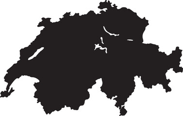 Obraz premium Switzerland Blank Map Black Silhouette Isolated on White Vector Eps 10