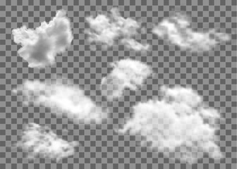 Seven realistic transparent clouds