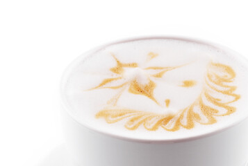 Cappuccino mug close up isolated