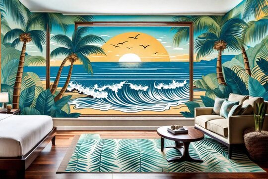 A room adorned with a mesmerizing mural