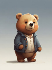 Illustrated Charm Adorable Side View of a Cute Bear