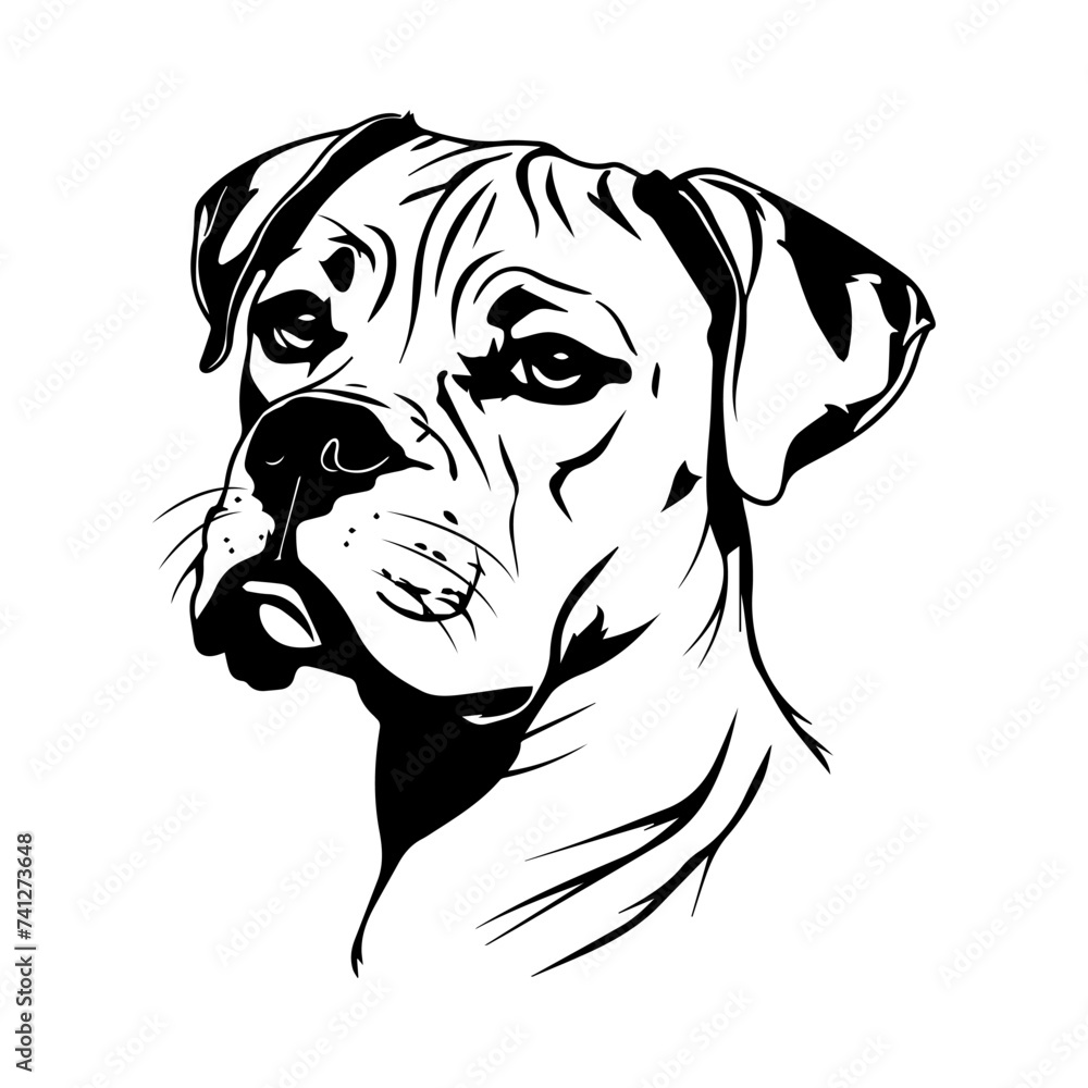 Wall mural boxer dog portrait vector illustration