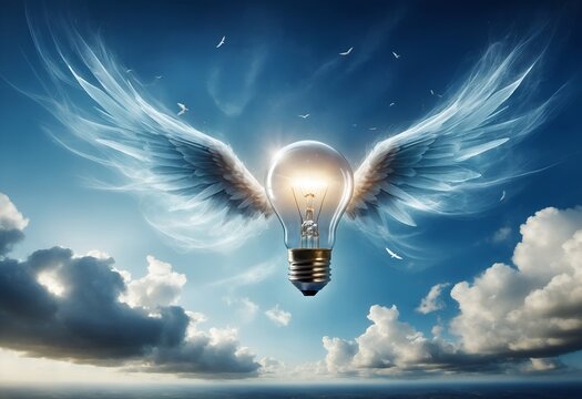 a light bulb with wings