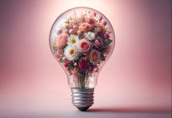 a light bulb filled with a beautiful collection of flowers