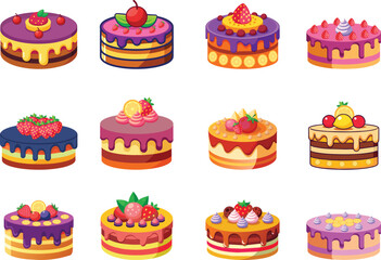 set of birthday cake