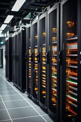 Row of Servers in a High-Tech Server Room