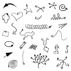 
Hand-drawn arrow vector icons set. sketch arrow design for business plan and education
