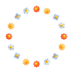 Cute floral wreath with tiny flowers, space for text.