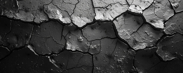Black cracked sand. Craeted with Ai - obrazy, fototapety, plakaty