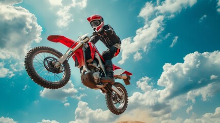 Motocross rider on the race. Extreme motocross concept