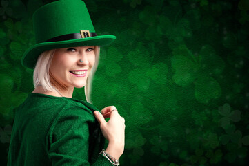 Cheerful woman celebrating st. Patrick's day