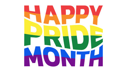 Pride text. LGBTQ pride rainbow. Pride month celebration concept. Element for banner. Vector EPS10.