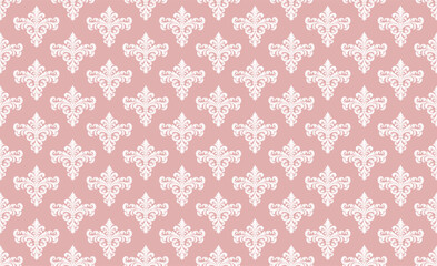 Damask Fabric textile seamless pattern backgground Luxury decorative Ornamental floral vintage style. Curtain, carpet, wallpaper, clothing, wrapping, textile