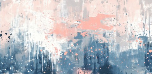 abstract blue and pink paint drawing, in the style of dreamy and romantic compositions