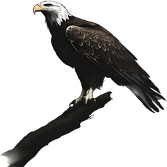 Obraz premium Bald Eagle painting, Traditional Japanese brush painting style.