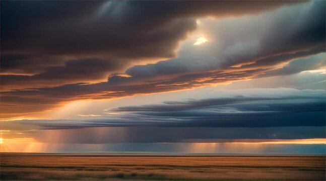Dramatic storm clouds rolling over vast open plains