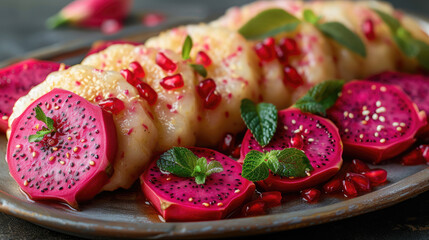 Cloud-Shaped Rice Cakes and Dragon Fruit: A Breakfast Vista