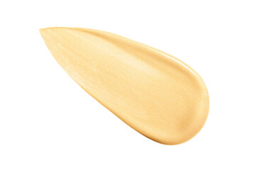 creamy cosmetic texture of golden shining color cosmetic smear on a transparent background